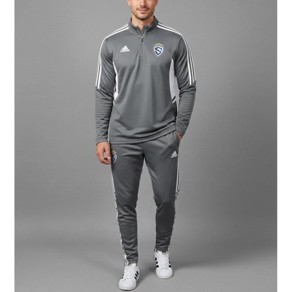 Sting Adidas Mens 1/4 Zip Condivo 22 Soccer Training Track Pullover Gray XL